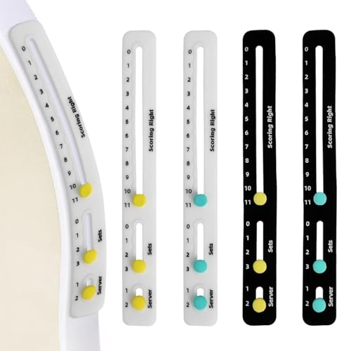 Irenwarl 4 contatori portatili, da tennis, facile da montare, per allenamento tennis, racchette da tennis, record di punteggio con strisce adesive, contatore punti tennis, per racchette (bianco