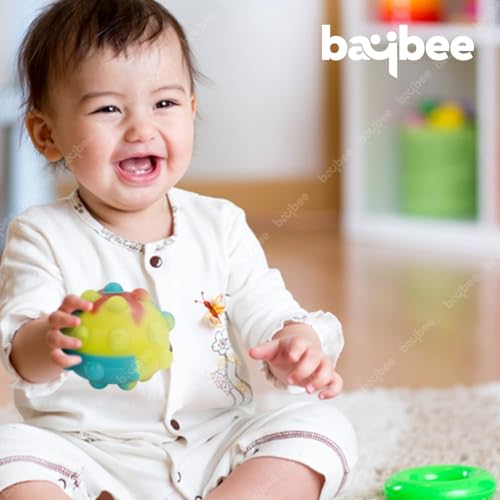 Image of Baybee Pop It Light-Up Fidget Ball Toys for Kids & Adults | Sensory Stress Relief Balls | Silicone Push Pop It Toy for Anxiety & Focus | Durable Squeeze Toy for Kids 3+ Years - Pack of 3