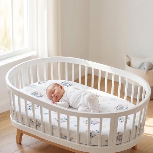 Image of Baby Bassinet Sheets for Baby Boy Girls,4-Pack Fitted Bassinet Sheets Set Compatible with Halo Bassinest Swivel Sleeper,Baby Delight,Angelbliss,32 inchX16 inch (Land Sea)