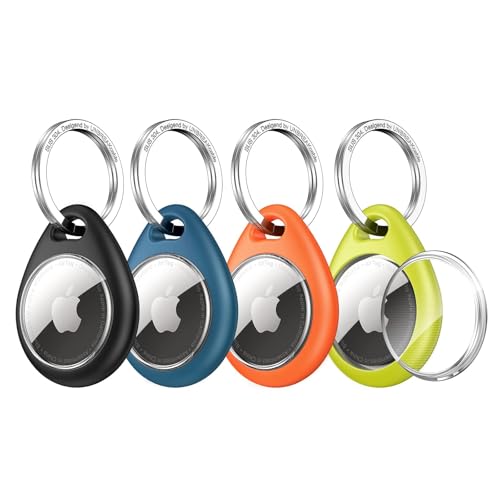 UNBREAKcable for Apple AirTag Holder - 4 Pack [Fit Tightly Design] [Easy to Install] [Hold Air Tag Securely] Waterproof TPU Shell Protective Case with 304 Stainless Steel Keychain Key Ring by UNBREAKcable - Used condition - US$13.00