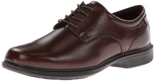 Image of Nunn Bush Mens Baker Street Plain Toe Oxford Lace Up with Kore Slip Resistant Comfort Technology
