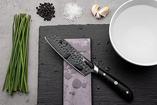 Rockingham Forge Ashwood Series 7" Santoku Knife Japanese Kitchen Knife with Ice Hardened Vanadium Steel Blades Black, RF-1845N - Image 4