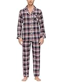 MoFiz Pijamas Hombre Largo Invierno Algodón Conjunto de Pijama con Botones Manga Larga Cuello en V Ropa de Dormir a Cuadros N57 Talla EU 3XL