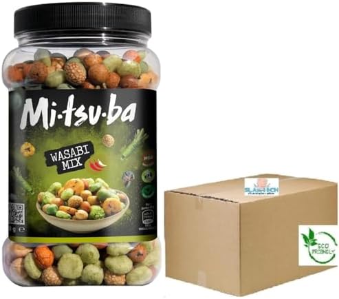 Mitsuba Wasabi Rice Snacks Mixture of Spicy Rice Crackers & Coated Peanuts 800g Japanese Snacks Boxed Slamtech