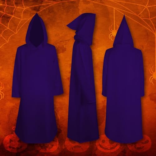 Boys Girls Halloween 𝐂ostume Cloak Cape Witch Hoodie Open Front Plain Cape Holiday Party Trendy (Wine, 7-8 Years)3