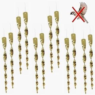 12pcs Bird Repellent Reflective Scare Rods, Ornamental Spiral Deterrent Control Device, Bird Repellent Wind Twisting Devices to Keep Birds Away from Your Garden (Golden)