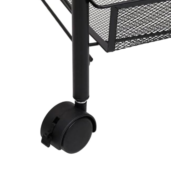 3 Tier Rolling Storage Cart,18.1 X 10.2 X 25.2in Rolling Cart Iron Kitchen Trolley Use for Home,Easy Assembly,Black-XEJJEiVP
