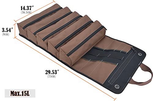 Heavy-Duty Waxed Canvas Tool Roll, 15-Pockets Tool Roll, 15L Tool Roll Bags, Tool Bag Roll, Tool Roll Bag, Tool Roll Up Bag, Tool Roll Organizer, Roll Up Tool Bag, Roll Up Tool Bag Organizer #TOP6