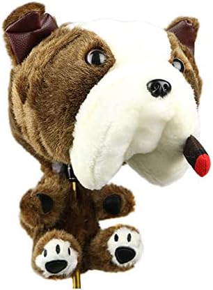 Golf Club Head Cover Funny Cartoon Golf Animal Wood Pole Set Suitable for 460 cc (Brown,Bulldog)
