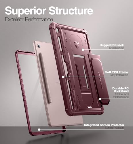 Dexnor for Samsung Galaxy Tab S6 Lite Case, [Built in Screen Protector and Kickstand] Heavy Duty Military Grade Protection Shockproof Protective Cover for Samsung Galaxy Tab S6 Lite - Red - Image 4