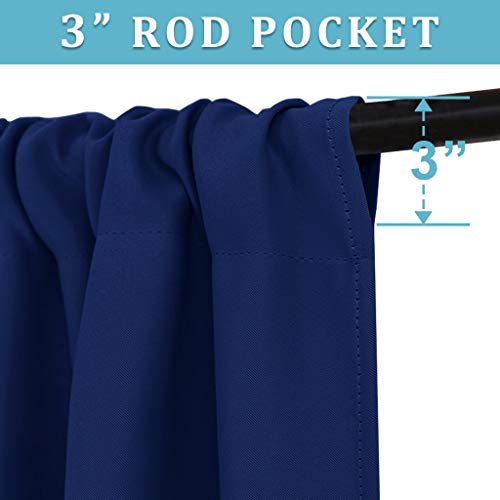 Image of RYB HOME Blue Curtains Blackout for Bedroom - Heavy Duty Window Treatments Room Darkening Light Block Draperies Thermal Insulated for Small Windows, Wide 42 x Long 54, Marine Blue, 2 Panels