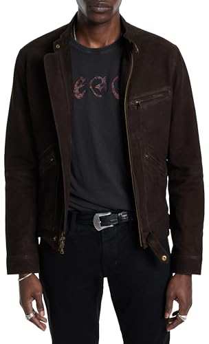 John Varvatos Men's Ezra Racer Jacket, Dark Brown