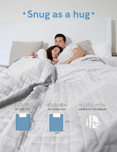Image of YnM Cooling Weighted Blanket for Adults, 20lbs Heavy Bed Throw for One Person of 190lbs, Perfect for Hot Sleepers with Cooling Rayon /Glass Beads(48x72 Inches,Twin /Full Bed, Light Grey)