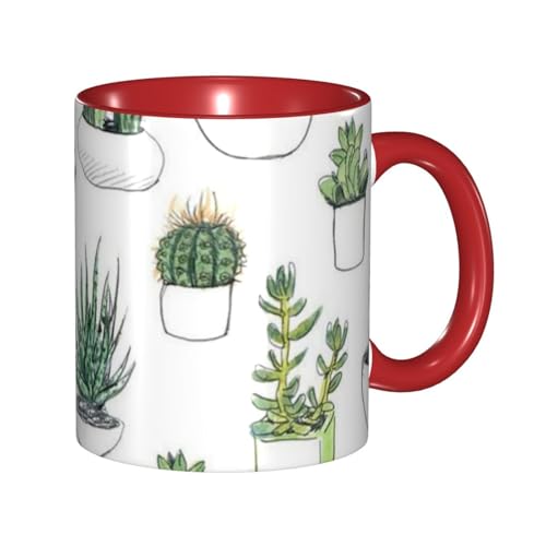 鉢植え マグカップ 旅マグ コーヒーカップ Red セラミック 330ml 陶器 食器 耐熱 水筒 プレゼント