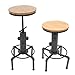 DIFU ts-ideen - Taburete de bar (madera, altura regulable, 2 unidades), diseño vintage