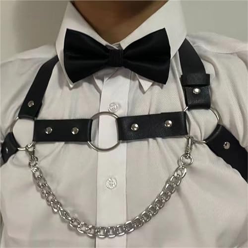 Men Punk Belts PU Leather Chest Belt Chain BDSM Lingerie Body Bondage Harness Cosplay Goth Belts Accessories3