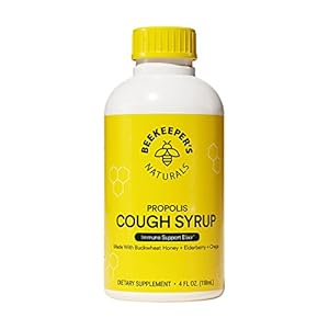 Beekeeper’s Naturals Propolis Honey Cough Syrup Daytime for Adults Elderberry, Bee Propolis, Buckwheat Honey – Immune Support & Throat Soothing, 4 oz