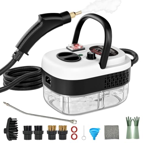 Image of Steam Cleaner, Portable Pressurized Steamer for Cleaning with 14pcs Accessories, 6-Level Adjustable,15s Heat-Up, Handheld Steam Cleaner for Home, Tile, Dirt, Grout, Grease, Car Detailing (03-White)