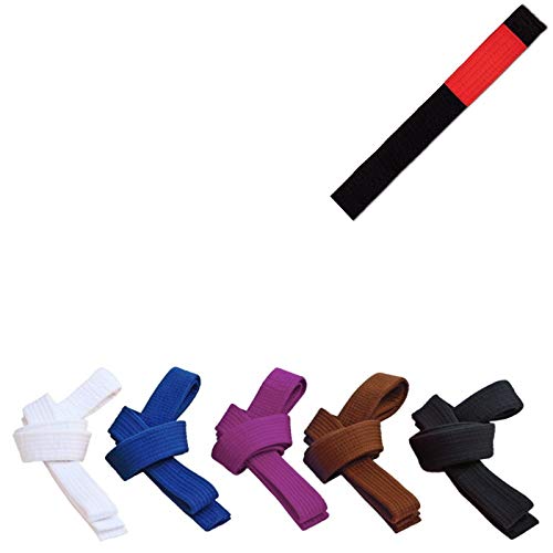 Cinturón BJJ Belt Jiu Jitsu Kimono – gi 100% algodón 6 mm Colores Varios (A1 / 270 cm, Negro)