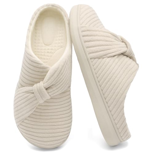 LeIsfIt Corduroy Memory Foam House Slippers