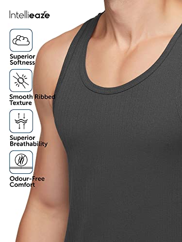 Image of XYXX Men's 100% Combed Cotton Ribbed Regular Fit Solid Round Neck Vest | Anti Bacterial Finish, Racer Back Baniyan for Man, Tag Free Comfort Man's Inner