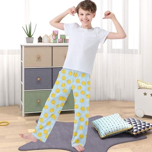 Boy's Pants Chicken Flower Light Blue Jogger Pants Elastic Waist Long Bottoms Trousers with Pockets 6-14 Years4