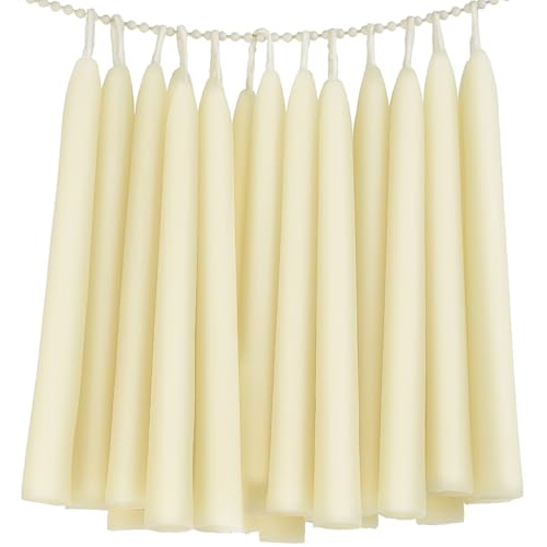 24 Pack Beeswax Taper Candles in Bulk 8 inch Tall - All Natural, 100% Pure Unscented Bee Wax Candle...