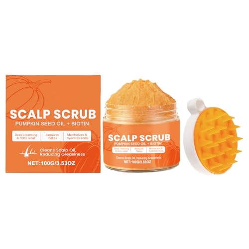 Exfoliante Para El Cuero Cabelludo, Con Aceíte De Semilla De Calabaza Y Biotina, 100G, Desintoxicación Del Cuero Cabelludo Con Romero, Exfoliante Para El Cabello Con Depurador, Para Mujeres