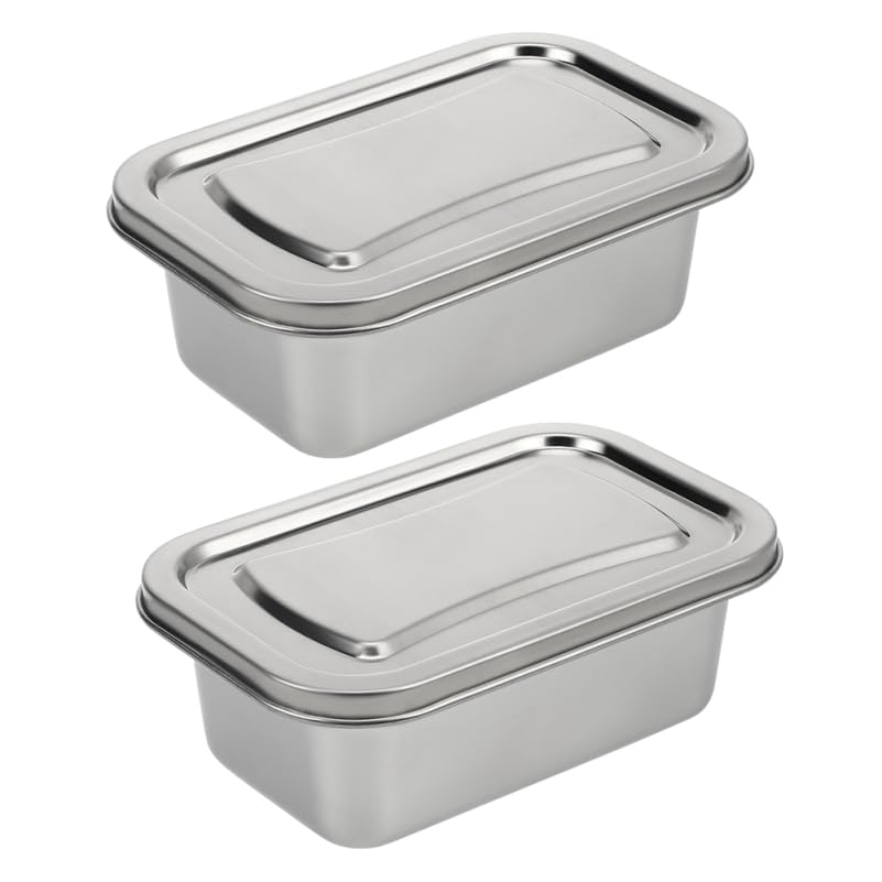 Alipis - Juego de 2 cajas de hielo de acero inoxidable, color plateado