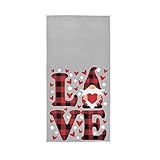 Buffalo Plaid Love Gnome Soft Hand Towels 30x15,Decorative Valentine's Day Red Heart Fingertip...