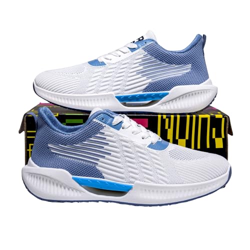 Fast Road Frostbite Runners - White & Blue Sneakers for Men - Breathable Textile Design, Anti-Slip PVC Sole, Cushioned Interior for Comfort, Durable & Eco-Friendly,US 6.5-102