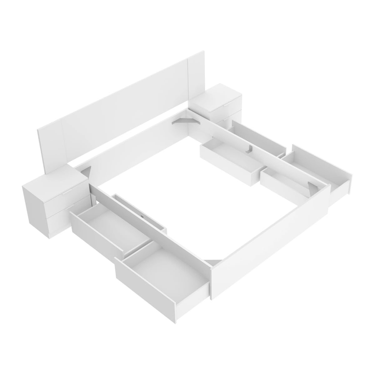 DEKIT - Pack Ahorro Dormitorio Cama Alice de 4 cajones con Cabezal len con 1 Colchón viscoelástico con muelles ensacados Aurea 150 x 190cm y 1 Somier de Lama Ancha