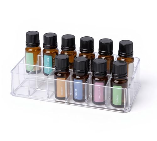 Essential Oil Organizer Holder, 12Slots Essential Oil Storage Display, For Essential Oils Rollers Holder,Lipstick Storage Rack,Nail Polish Rack Display,Perfume Collection