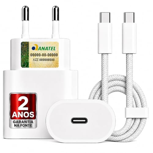 Carregador Super Turbo 25W Compatível iPhone 15/16/17, GALAXY - Todos ANDROID Entrada TIPO-C + Cabo Reforçado - Fast Power, Compatível Com Todos Dispositivos Com Entrada USB TIPO-C
