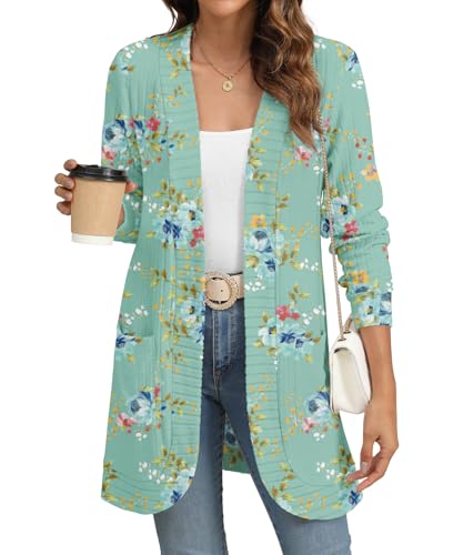 Image of YSYOKOW Cardigan Sweaters for Women Long Sleeve Open Front with Pockets | Long Cardigans for Women Lightweight Soft Casual Dressy Loose Fit Cardigan Sweater with Pockets for Work and Office