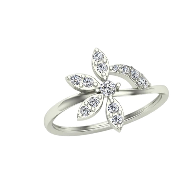 Image of DISHIS 18k White Gold Diamond Ring for Women-Size 13
