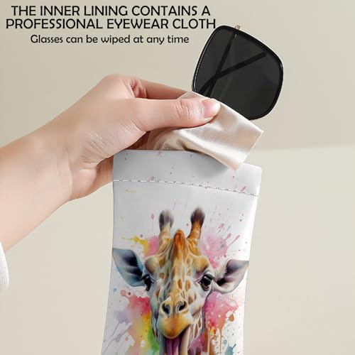 Image of 2 PCS Glasses Eyeglass Sunglasses Case Pouch Soft PU Leather Cute Aesthetic with Cleaning Cloth for Boys Men Man