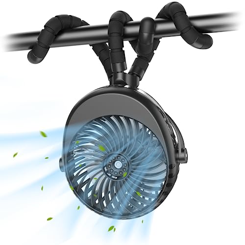 Winique Misting Stroller Fan,2600mAh Battery Powered Flexible Tripod Clip On Fan for Baby Portable Fan,Desk Fan 3 Speed 270° & 360°Rotatable,USB Pram Fan with 50ml Water Tank for Car Seat,Camping,Gym