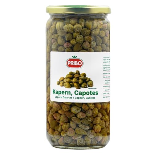 PRIBO KAPERN CAPOTES - 2x 500g - größere Kapern eingelegt in Salz im Glas Capres Capperi von PRIBO, mild-würzig passend zu Königsberger-Klopse Vitello-Tonnato Rinder-Tatar Salate