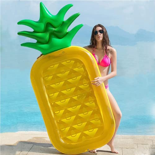 LieIe Hamaca Flotante de Agua Inflable Piña, Colchonetas Inflables para Piscina Playa Flotador Hinchable Piscina, Cama Flotante de Agua Plegado de Forma Piña Hamaca Agua 180x80cm