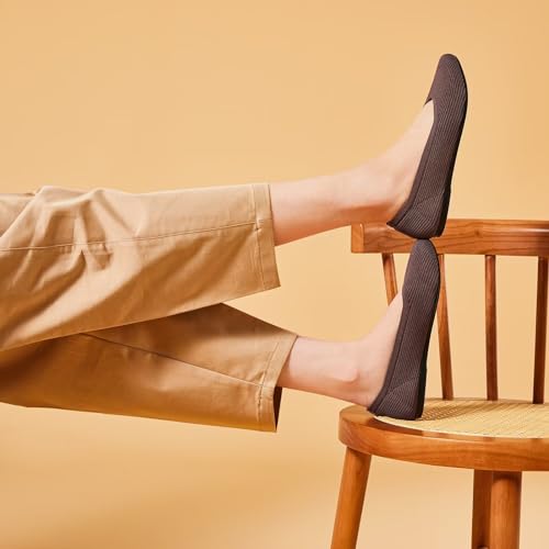 Image of Frank Mully Women's Ballet Flats Round Toe Walking Flats Slip On Work Shoes Knitted Flats Shoes for Woman Soft Lightweight