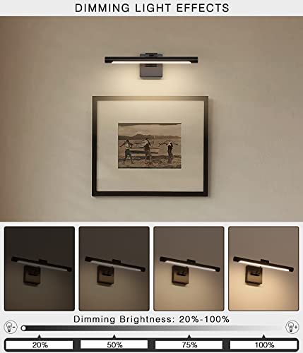 Joosenhouse Hard-Wired Picture Light Dimmable Led Picture Lights For Paintings 16.53" Inch Dartboard Portrait Lighting For Wall Pictures Matte Black Metal Body 3000K 110V Ac #TOP1