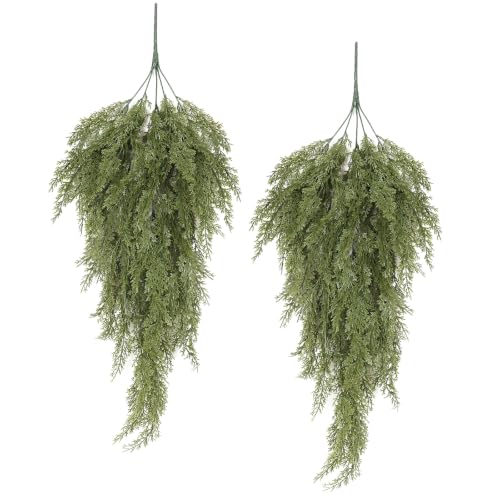 RECUTMS 2Pack Artificial Christmas Teardrop Door Swag Faux Cypress Greenery