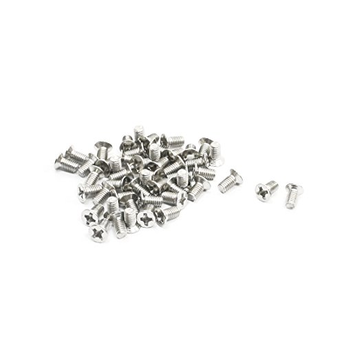 Aexit Replacement Part quality Parts Silver Tone Magnet Flat Phillips Cross Recessed Pan Head Screw Bolt 3mm x 6mm 50Pcs Model:57as113qo109