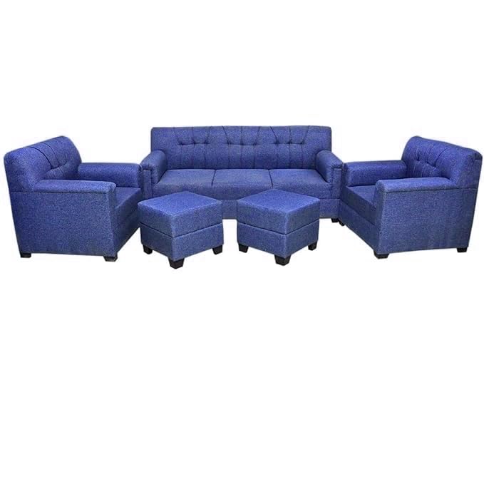 Wood Wing Furnitures "Relaxation Retreat 5 Seater Sofa Set With Matching 2 Ottoman Puffy (Blue) Wood (B0CWB5M676) Amazon Price History, Amazon Price Tracker