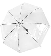 Full Automatic Folding Transparent Umbrella, Auto Open & Close Collapsible Folding Umbrella for R...