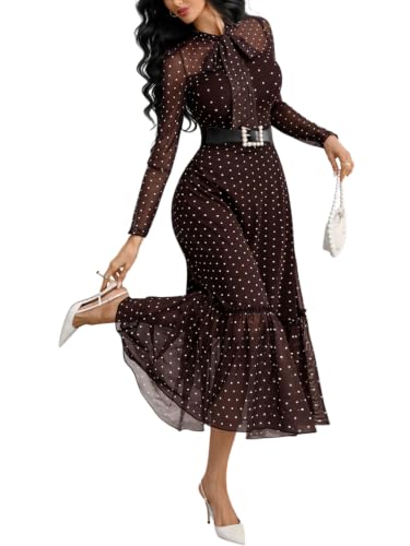 GothDark Long Sleeve Party Dresses for Women Brown Medium Fits US Size 6