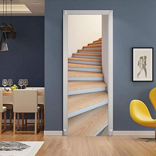 Papier peint de porte autocollant effet marches d'angle finition mate