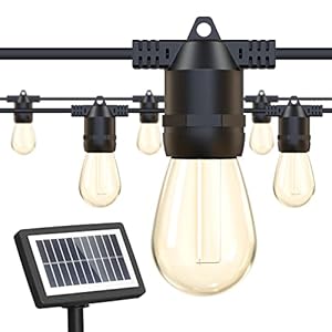 Guntsous Solar String Lights Outdoor: 29FT (22.5+6.5) Solar Powered Outside IP65 Waterproof Hanging Warm White Led 10*S14 Edison Bulbs for Patio Garden Pool Yard Porch Gazebo Decorations