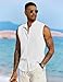 COOFANDY Mens Sleeveless Summer Shirts Beach Tank Tops Button Up Textured Tank Shirt for Vacation,White,S